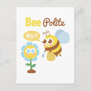 Carte Postale Dessin animé : Une jolie abeille collectant du nec