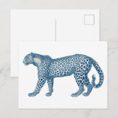 Carte Postale Dessin antique d'un Léopard (Devant / Derrière)