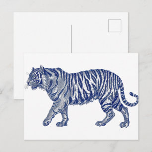Carte Postale Dessin antique d'un Tigre