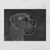 Carte Postale Dessin au charbon de tête de Dogue Allemand (Devant)