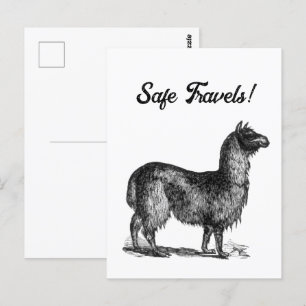 Carte Postale Dessin au charme d'un lama, Tatouage d'animal mign