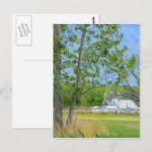 Carte Postale Dessin au crayon couleur printemps du pays (Devant / Derrière)