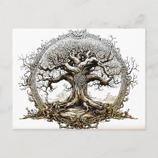 Carte Postale Dessin au stylo VikingSketch d'un arbre Yggdrasil  (Devant)