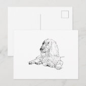 Carte Postale Dessin au trait de Cocker Spaniel Art Chien (Devant / Derrière)