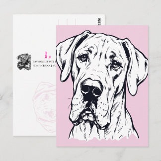 Carte Postale Dessin au trait tête de Grand Danois