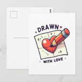 Carte Postale Dessin avec amour (Devant / Derrière)