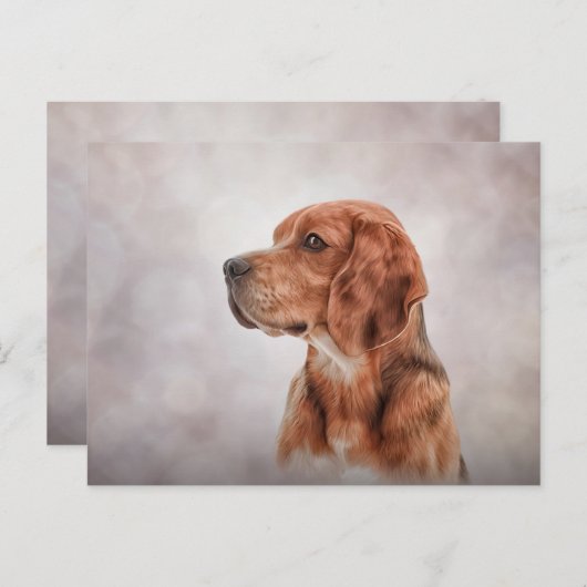 Carte Postale Dessin Beagle de chien (Devant / Derrière)