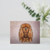 Carte Postale Dessin Chien Cavalier King Charles Spaniel (Debout devant)