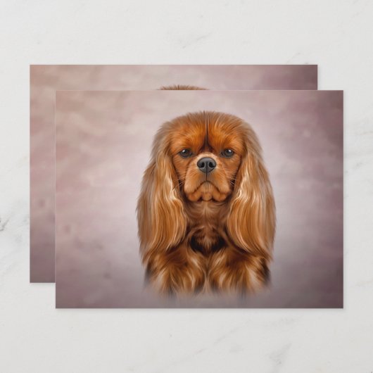 Carte Postale Dessin Chien Cavalier King Charles Spaniel (Devant / Derrière)