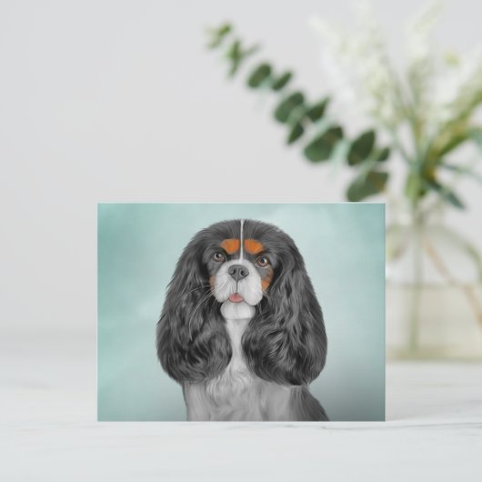 Carte Postale Dessin Chien Cavalier King Charles Spaniel (Debout devant)