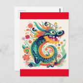 Carte Postale Dessin Chinese Dragon Wall Art (Devant / Derrière)
