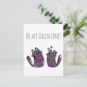 Carte Postale Dessin Coeurs de chat Valentines Jour (Debout devant)