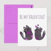 Carte Postale Dessin Coeurs de chat Valentines Jour (Devant / Derrière)