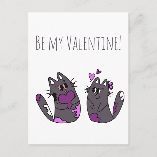 Carte Postale Dessin Coeurs de chat Valentines Jour (Devant)