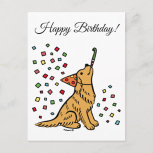 Carte Postale Dessin commémoratif de Birthday Golden Retriever