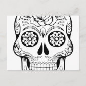 Carte Postale Dessin crâne avec encre noire en arrière - plan bl (Devant)