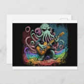 Carte Postale Dessin Cthulhu Rock 'n Roll (Devant / Derrière)