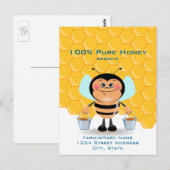 Carte Postale Dessin d'abeille portant des seaux de commerce de (Devant / Derrière)