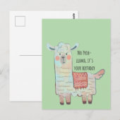 Carte Postale Dessin d'animal de lama mignon et d'alpaca (Devant / Derrière)