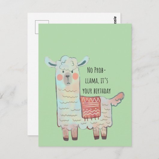 Carte Postale Dessin d'animal lama mignon, alpagua (Devant / Derrière)