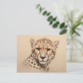 Carte Postale Dessin d'anniversaire de tête de guépard (Debout devant)