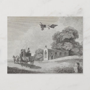 Carte Postale Dessin d'art de la machine à voler vintage