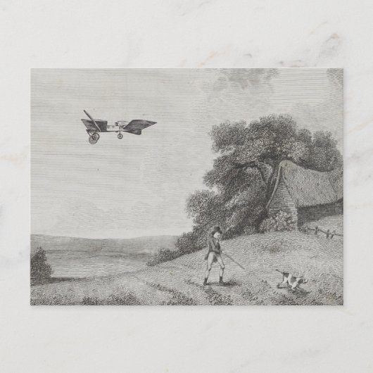 Carte Postale Dessin d'art d'une machine à voler (Devant)