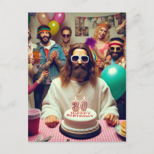 Carte Postale Dessin d'art IA drôle Joyeux Anniversaire Jésus
