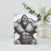 Carte Postale Dessin d'art pop de Gorilla Bodybuilder (Debout devant)