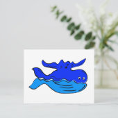 Carte Postale Dessin de baleine bleue (Debout devant)