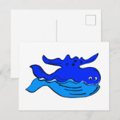 Carte Postale Dessin de baleine bleue (Devant / Derrière)