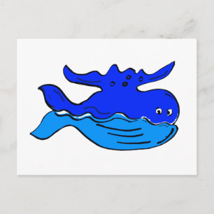 Carte Postale Dessin de baleine bleue