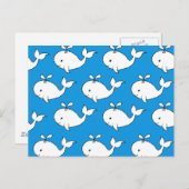 Carte Postale Dessin de baleine Motif à main bleue (Devant / Derrière)