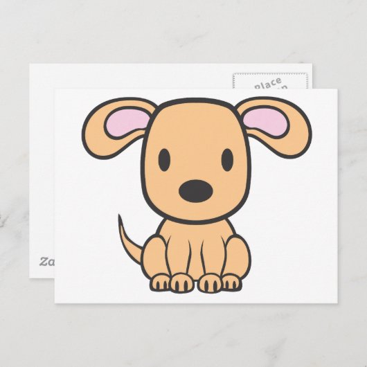 Carte Postale Dessin de bébé chien (Devant / Derrière)