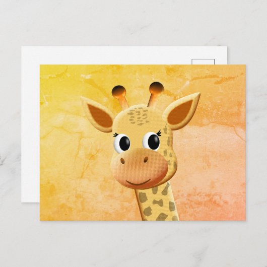 Carte Postale Dessin de bébé girafe mignon (Devant / Derrière)