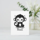 Carte Postale Dessin de bébé singe mignon - Art de nursery kawai (Debout devant)