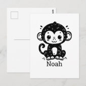 Carte Postale Dessin de bébé singe mignon - Art de nursery kawai (Devant / Derrière)