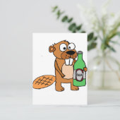 Carte Postale Dessin de bière cool Beaver (Debout devant)