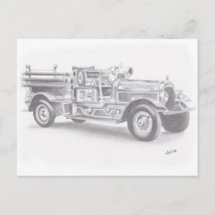 Carte Postale dessin de camion vintage tiré à la main