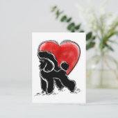 Carte Postale Dessin de caniche (Debout devant)