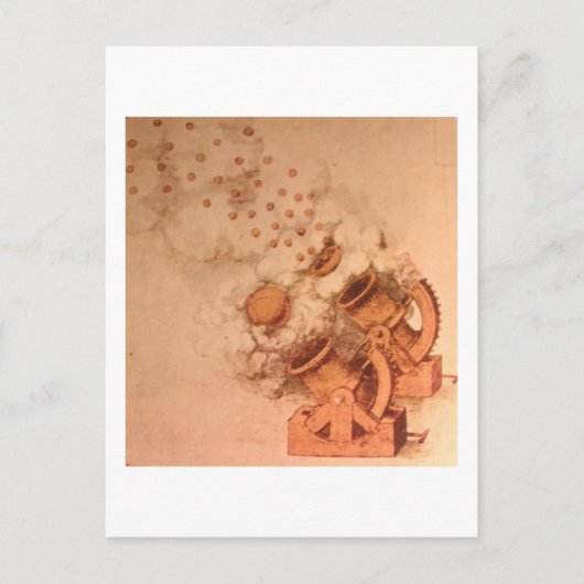 Carte Postale Dessin de Canons par Leonardo Da Vinci (Devant)