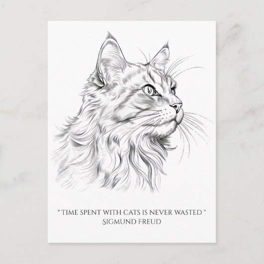 Carte Postale Dessin de chat (Devant)