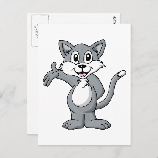 Carte Postale Dessin de chat (Devant / Derrière)