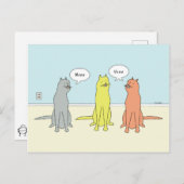 Carte Postale Dessin De Chat Avec "Meow" Et "Usow" De Chats Amus (Devant / Derrière)