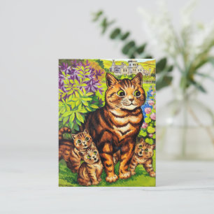 Carte Postale Dessin de chat et chatons mignons par Louis Wain