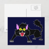 Carte Postale Dessin de chat noir en colère (Devant / Derrière)