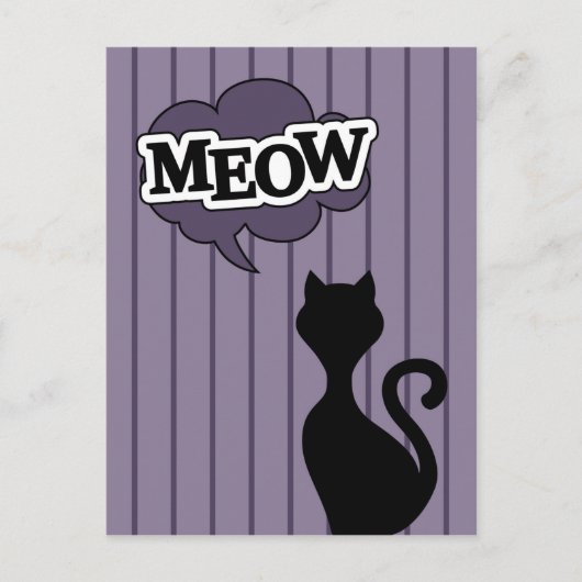 Carte Postale Dessin de chat noir meow (Devant)