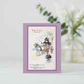 Carte Postale Dessin de chèvre Buggy Vintage Anniversaire (Debout devant)