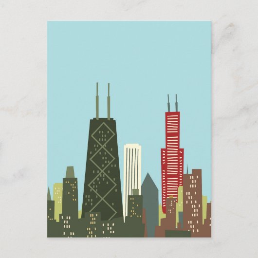 Carte Postale Dessin de Chicago (Devant)