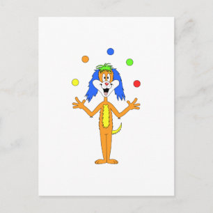 Carte Postale Dessin de Chien Clown brillant et coloré